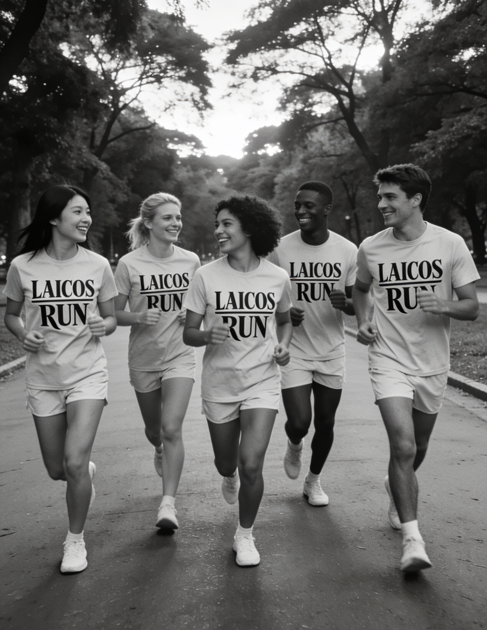 Integrantes do LAICOS de camiseta do clube correndo juntos no parque